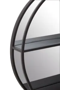 Interiors by Premier Avento Black Shelved Wall Mirror