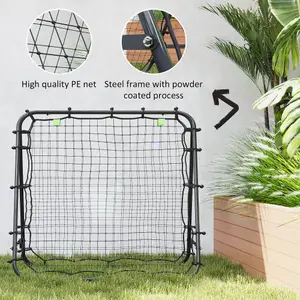 HOMCOM Rebounder Net Football Target Goal with Adjustable Angles, Black