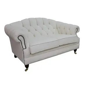 Chesterfield 2 Seater White Leather Sofa Settee Custom Made In Victoria Style