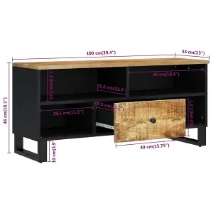 Berkfield TV Cabinet 100x33x46 cm Solid Wood Mango&Engineered Wood