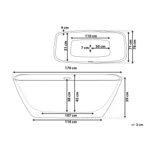 Freestanding Bath 1700 x 780 mm White MINGO