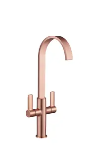 Francis Jeroni Swept Spout Two Handle Copper Mono Kitchen Mixer Tap