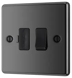 GoodHome Black Nickel 13A 2 way Raised rounded profile Screwed Switched Fused connection unit