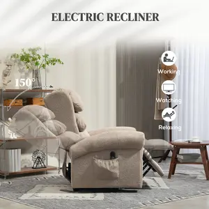 HOMCOM Power Lift Recliner Chair for Elderly with Remote Control, Khaki