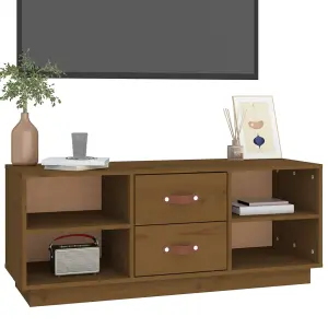 Berkfield TV Cabinet Honey Brown 100x34x40 cm Solid Wood Pine