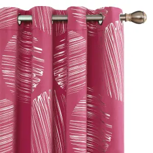 Deconovo Eyelet Blackout Curtains, Thermal Insulated Silver Foil Printed W46xL72 Inch Pink 1 Pair