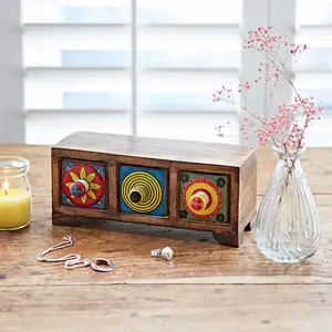 Hand Painted Multicoloured Ceramic 3 Drawer Chest