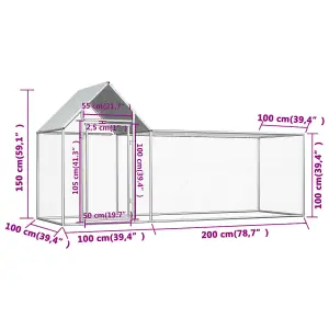 Chicken Coop 3x1x1.5 m Galvanised Steel