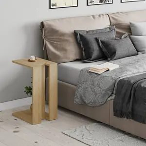 Madelyn Modern Compact C Shape Side Table Oak