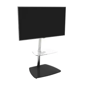 AVF Iseo 60cm Pedestal TV Stand, for TVs up to 55" - Clear & Black Glass