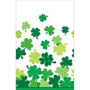 Amscan Ireland Irish Team Plastic Shamrock Bloom St Patricks Day Party Table Cover Green/White (One Size)