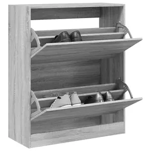 Berkfield Shoe Cabinet Grey Sonoma 80x34x96.5 cm Engineered Wood