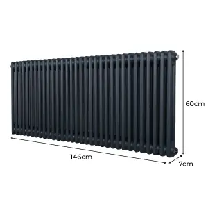 Traditional 2 Column Radiator - 600 x 1462 mm - Anthracite