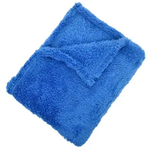 EHC Teddy Super Soft Fleece Warm Throw Thermal Sofa Blanket 130 x 170cm - Blue