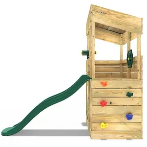 Rebo Children's Wooden Lookout Tower Playhouse with 6ft Slide - Max Set