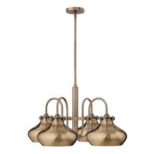 Elstead Hinkley Congress Pendant Light Multi Arm Dome Shades 4x E27 Brushed Caramel