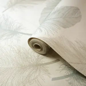 Elstow Teal Feather Classic Textured Wallpaper