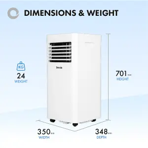 Devola Portable Air Conditioner 9000 BTU Energy Efficient Dehumidifier Function, Remote Control, Timer, Sleep Mode, White