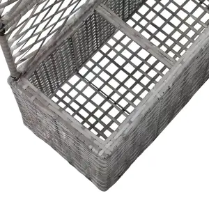 Berkfield Trellis Raised Bed with 3 Pots 83x30x130 cm Poly Rattan Grey