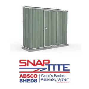 Absco 7.5ft x 3ft Metal Storage Shed Pent Roof Single Door Green Garden Building