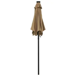 Berkfield Parasol with LED Lights Taupe 200x211 cm Aluminium