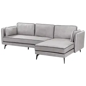 Corner Sofa ALTAN Light Grey Velvet Left Hand