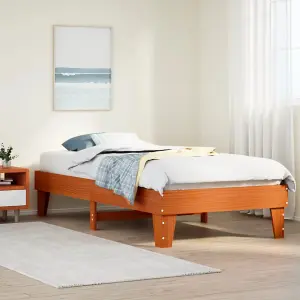 Berkfield Bed Frame without Mattress Wax Brown 100x200 cm Solid Wood Pine