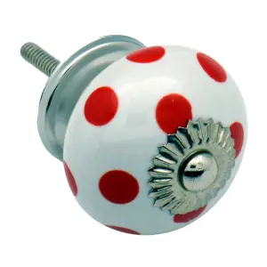 Nicola Spring - Round Ceramic Cabinet Knobs - Spot - Pack of 6