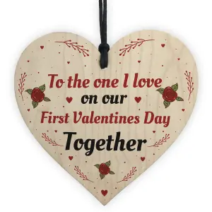 Handmade First Valentines Day Together Gift For Boyfriend Girlfriend Wood Heart Keepsake