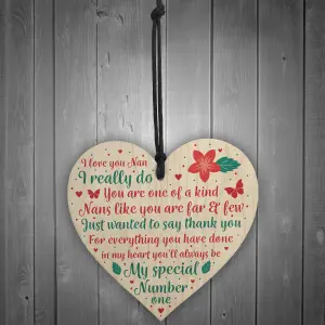 Red Ocean Nan Gifts From Grandchildren Wooden Heart Nanny Nan Nanna Plaque Birthday Christmas Xmas Gifts