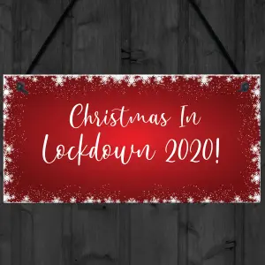 Christmas In Lockdown 2020 Sign Hanging Christmas Sign Decoration Family Gift