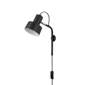 Lighting Collection Malmo Black Plug-In Wall Light