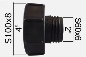 IBC TANK Fitting Adapter Selection CAP TAIL VALVE Connector Outlet S60X6 S100X8 Adapter S100x8M to S60x6F