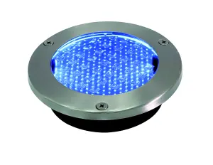 Glend Stainless steel effect Solar-powered Blue LED Decking light, Pack of 2