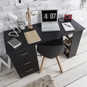 Isabella 3 Drawer Computer Desk Black