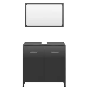 Berkfield Bathroom Furniture Set High Gloss Black Engineered Wood