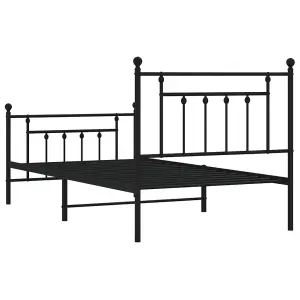 Berkfield Metal Bed Frame with Headboard and Footboard Black 100x190 cm