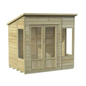 4Life 7x5 Pressure Treated Double Door Pent Summerhouse No