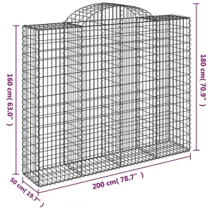 Berkfield Arched Gabion Basket 200x50x160/180 cm Galvanised Iron