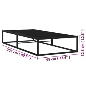 Berkfield Bed Frame Black Metal 90x200 cm