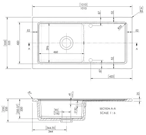 101cm Inset Counter Top Single Bowl Fireclay Ceramic Kitchen Sink with Plain Drainer in White