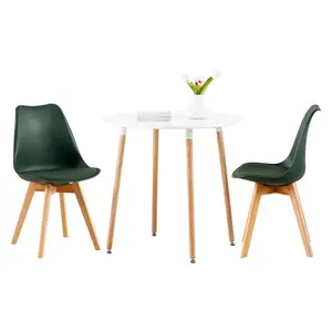 Nero Upholstered Dining Chair (Set of 2) Dark Green / Beech