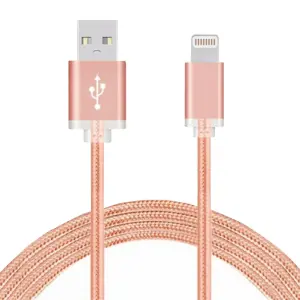 FX Powabud Nylon Braided USB Data Cable for Phone, Rose Gold