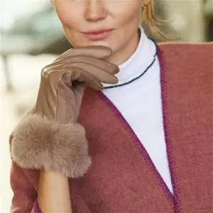 Soft Vegan Leather Gloves With Faux Fur Cuff