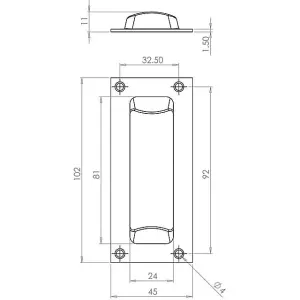 AFIT Satin Chrome Rectangular Flush Cabinet Door Pull 102mm