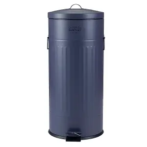 30L Retro Steel Waste Rubbish Kitchen Pedal Bin Dark Blue