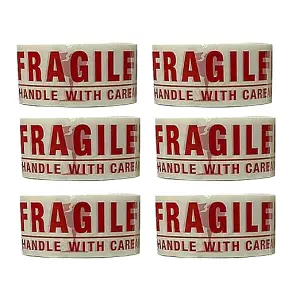 KAV Strong Adhesive Fragile Packaging Tape - 48MM x 66M Rolls for Secure Box Sealing, Parcel Tape with Improved Formula