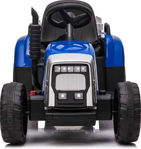 Blue R/C Twin Motor Tractor & Trailer - 12V Kids' Electric Ride On