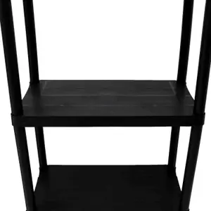 2x Oypla 4 Tier Black Plastic Heavy Duty Shelving Racking Storage Unit