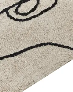 Cotton Area Rug 160 x 230 cm Beige and Black NURU